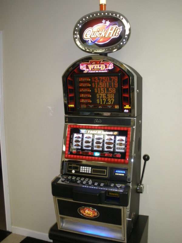 BALLY QUICK HIT WILD 777 JACKPOT S9000 SLOT MACHINE WITH TOP BONUS MONITOR AND LIGHTED TOPPER