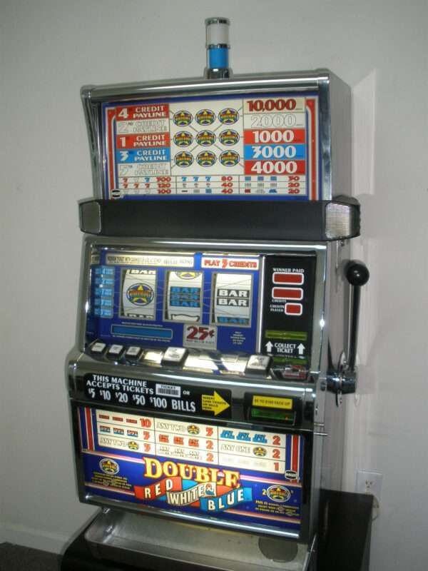 IGT DOUBLE RED, WHITE AND BLUE FIVE LINE S2000 SLOT MACHINE - FLAT TOP